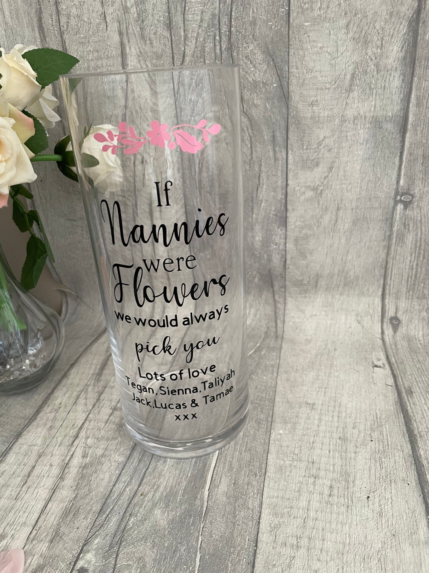 (Copy) Personalised vase for n, flower vase, glass vase fir nan, nanny, birthday gift, personalised gift