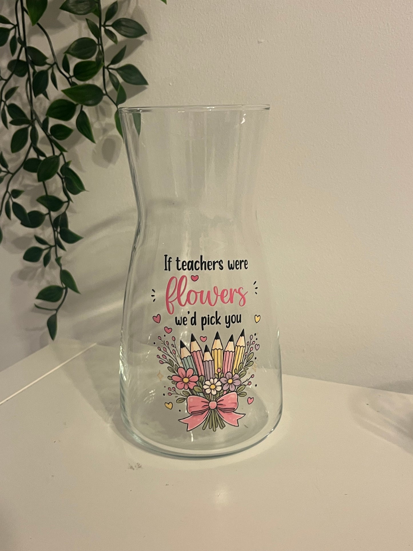 Personalised Pencil Vase and candle set for teacher, gift for teacher , flower vase, glass vase, candle, birthday gift, personalised gift, teacher appreciation gift