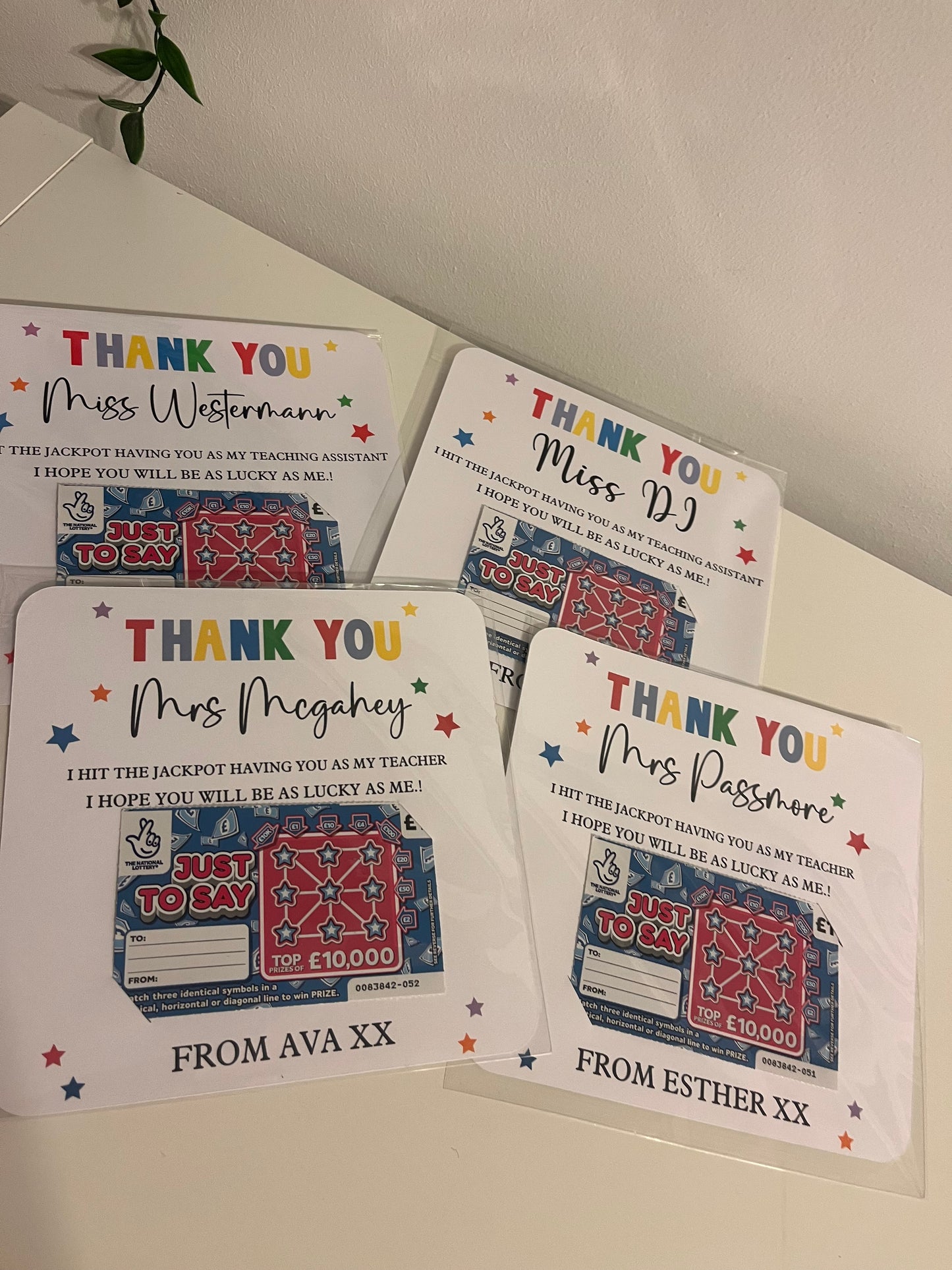 Personalised Scratch Card Holder, End of term gift, Teacher thank you