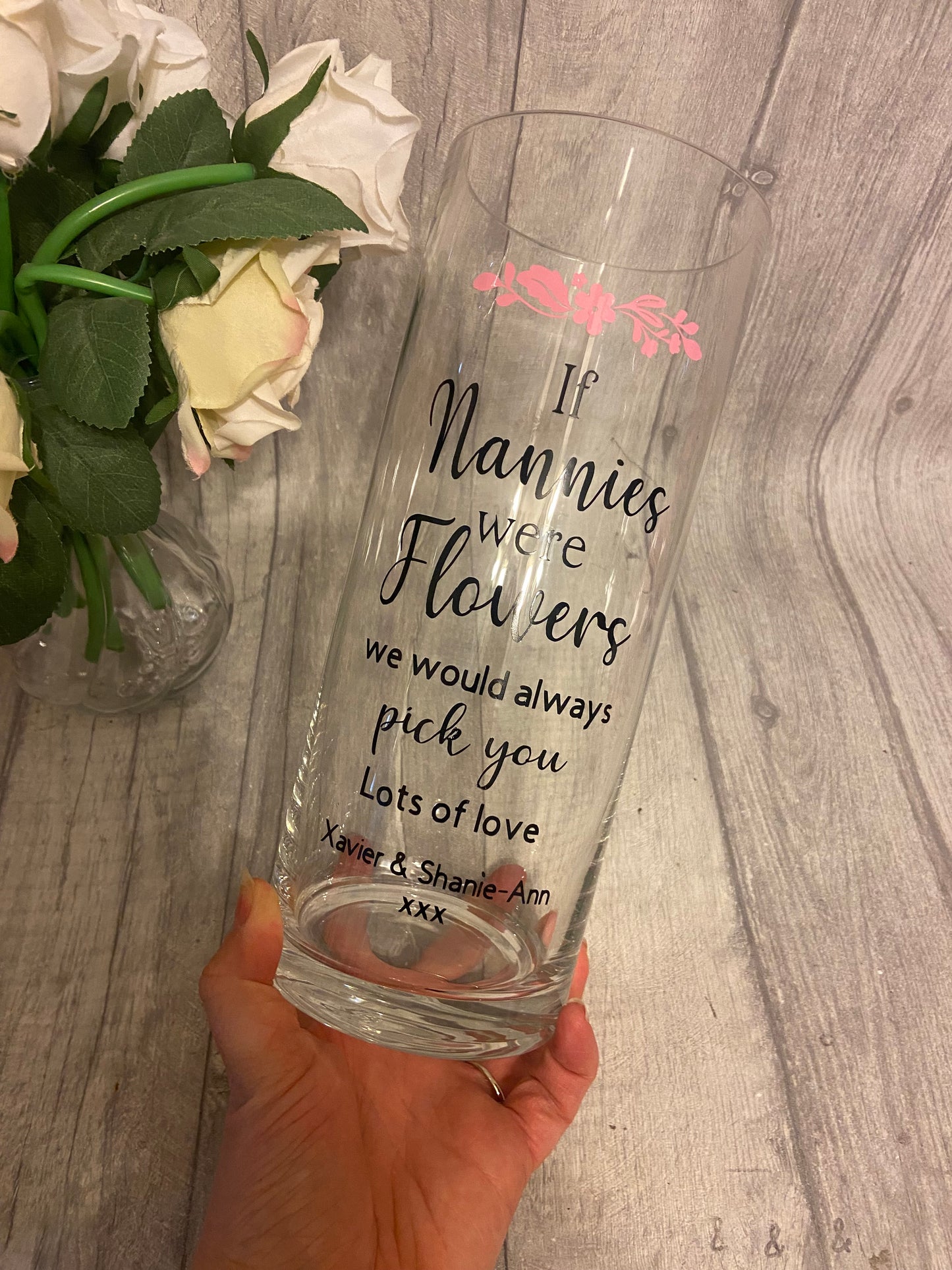 (Copy) Personalised vase for n, flower vase, glass vase fir nan, nanny, birthday gift, personalised gift
