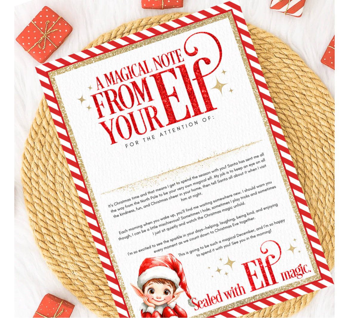 Personalised Arrival Letter from the Elf for kids, Naught elf