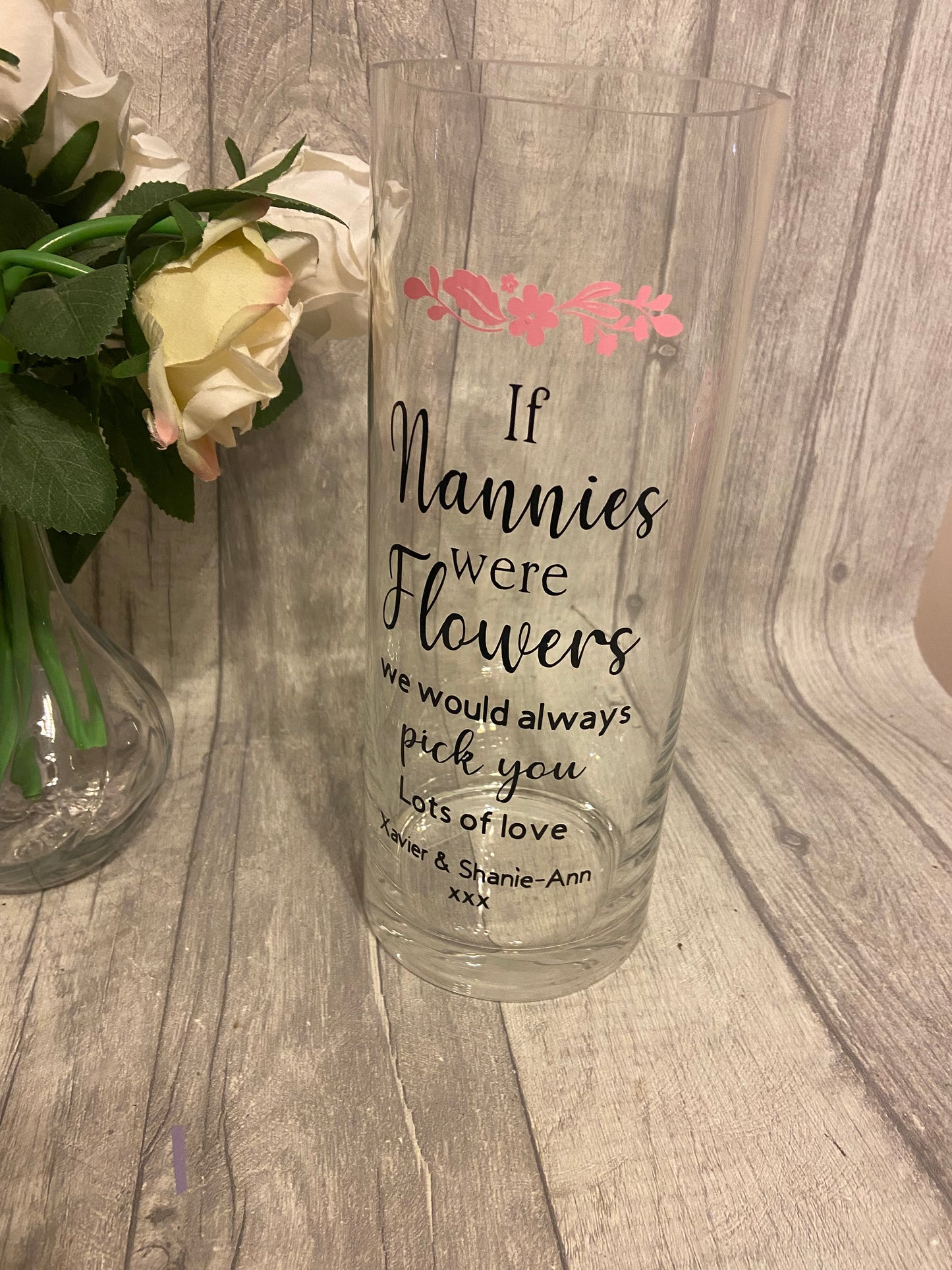 (Copy) Personalised vase for n, flower vase, glass vase fir nan, nanny, birthday gift, personalised gift