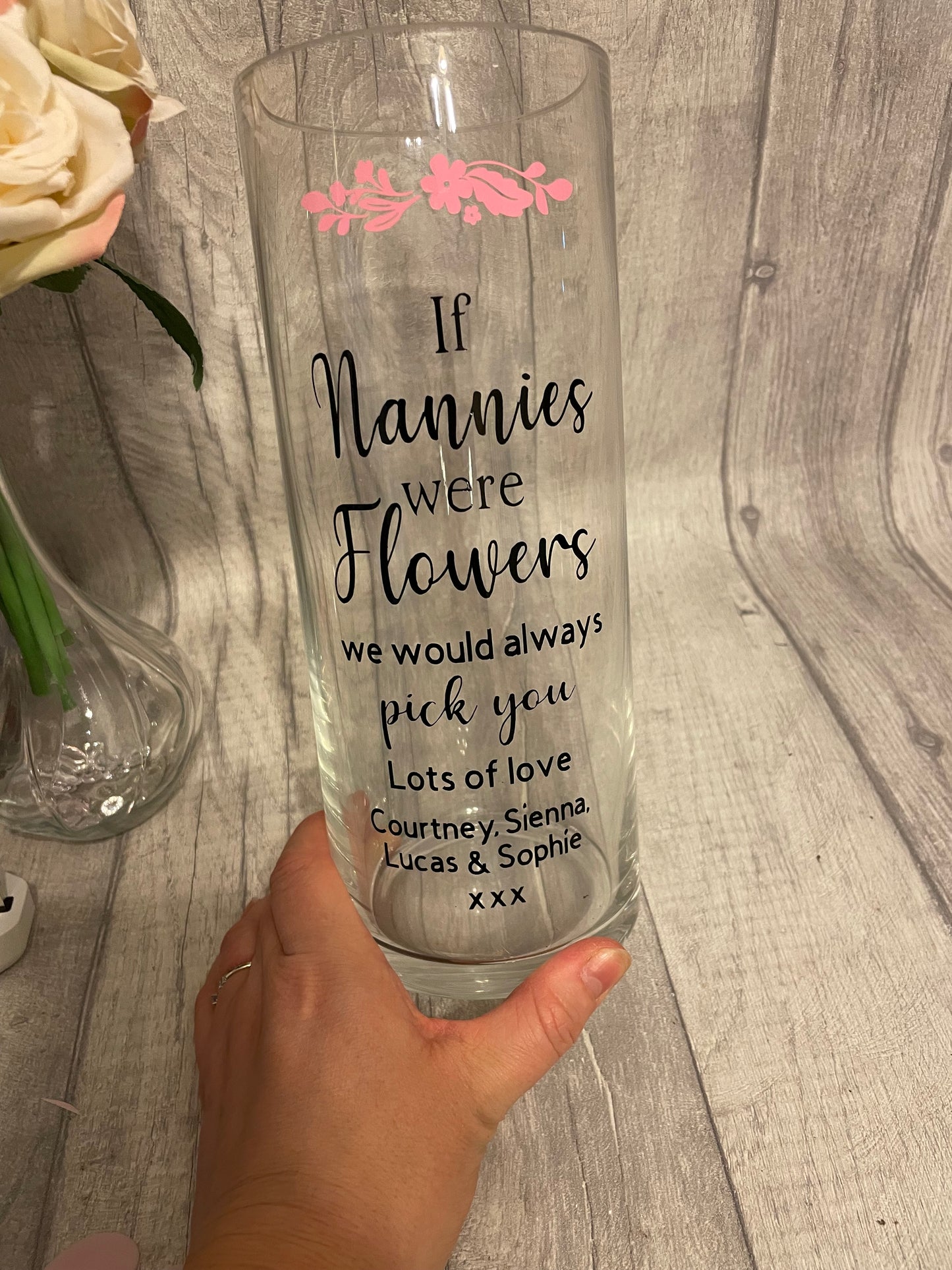 (Copy) Personalised vase for n, flower vase, glass vase fir nan, nanny, birthday gift, personalised gift