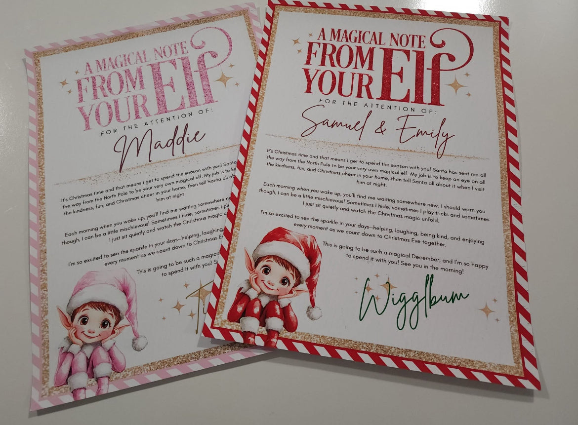 Personalised Arrival Letter from the Elf for kids, Naught elf