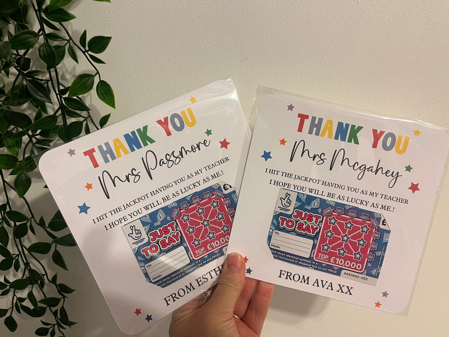 Personalised Scratch Card Holder, End of term gift, Teacher thank you