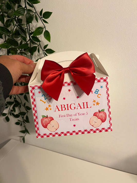 Personalised party box, Back to school treat box, First day of school, Treat box