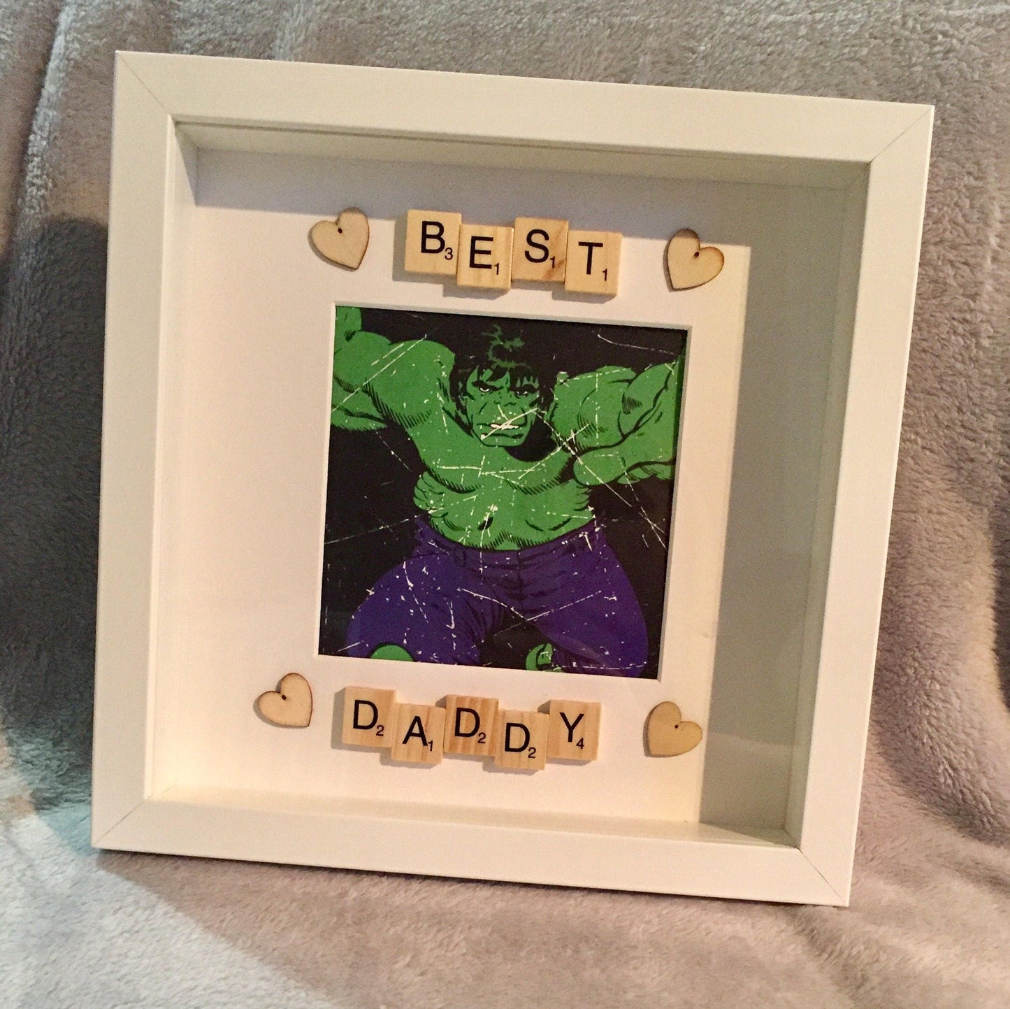 SUPERHERO scrabble frame, Fathers Day gift, Scrabble Wall Art, Superhero scrabble frame for bedroom, birthday gift for Daddy