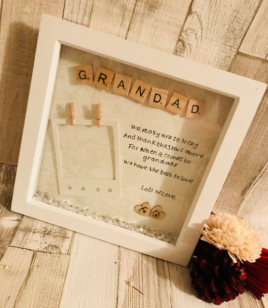 Personalised Gift for GRANDAD ,Fathers day gift, Present For GRANDAD, Scrabble box Frame , Frame for grandad