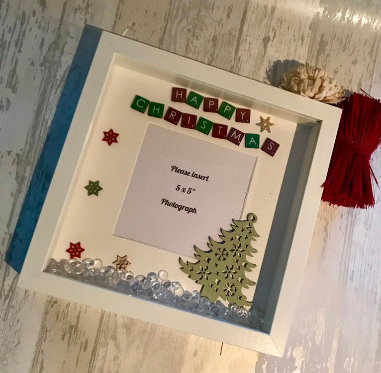 christmas pricture frame , scrabble box frame ,scrabble frame BOX FRAME . Personalised frame, Wall art, Christmas Gift,Keepsake