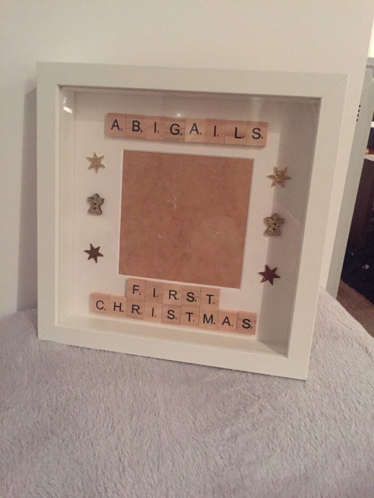 christmas pricture frame , scrabble box frame ,scrabble frame BOX FRAME . Personalised frame, Wall art, Christmas Gift,Keepsake