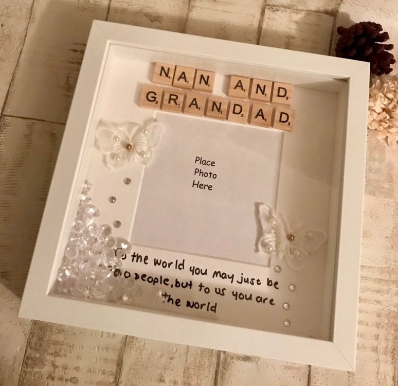 Nan & Grandad Box Frame,Nan and Grandad Frame,Personalised Nan and Grandad Gift