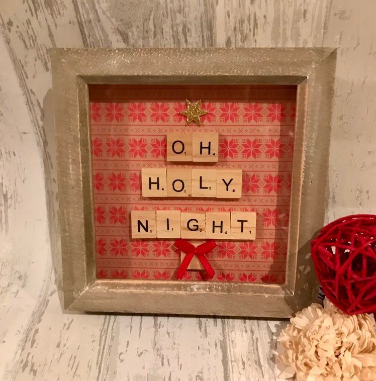 christmas pricture frame , scrabble box frame ,scrabble frame BOX FRAME . Personalised frame, Wall art, Christmas Gift,Keepsake