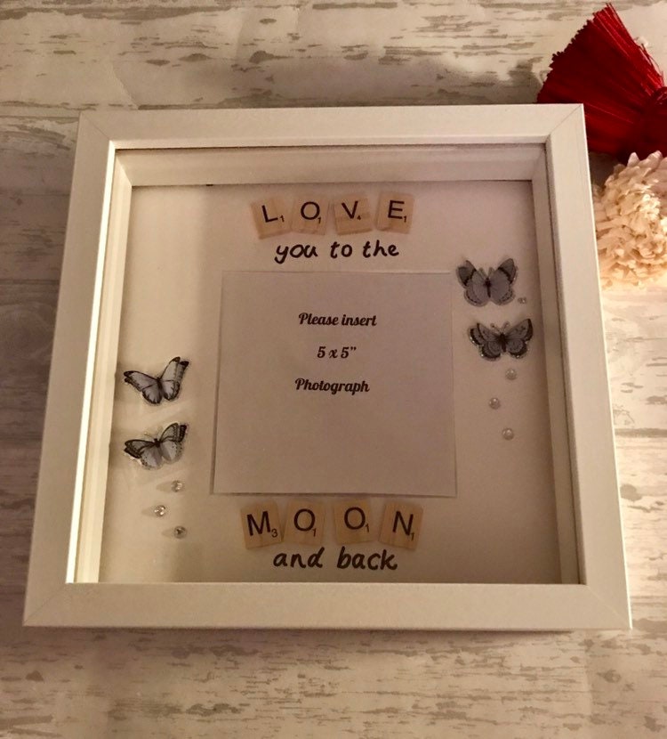 Love you to moon and back frame, gift for her, gift for him, Valentine's Day gift,personalised gift