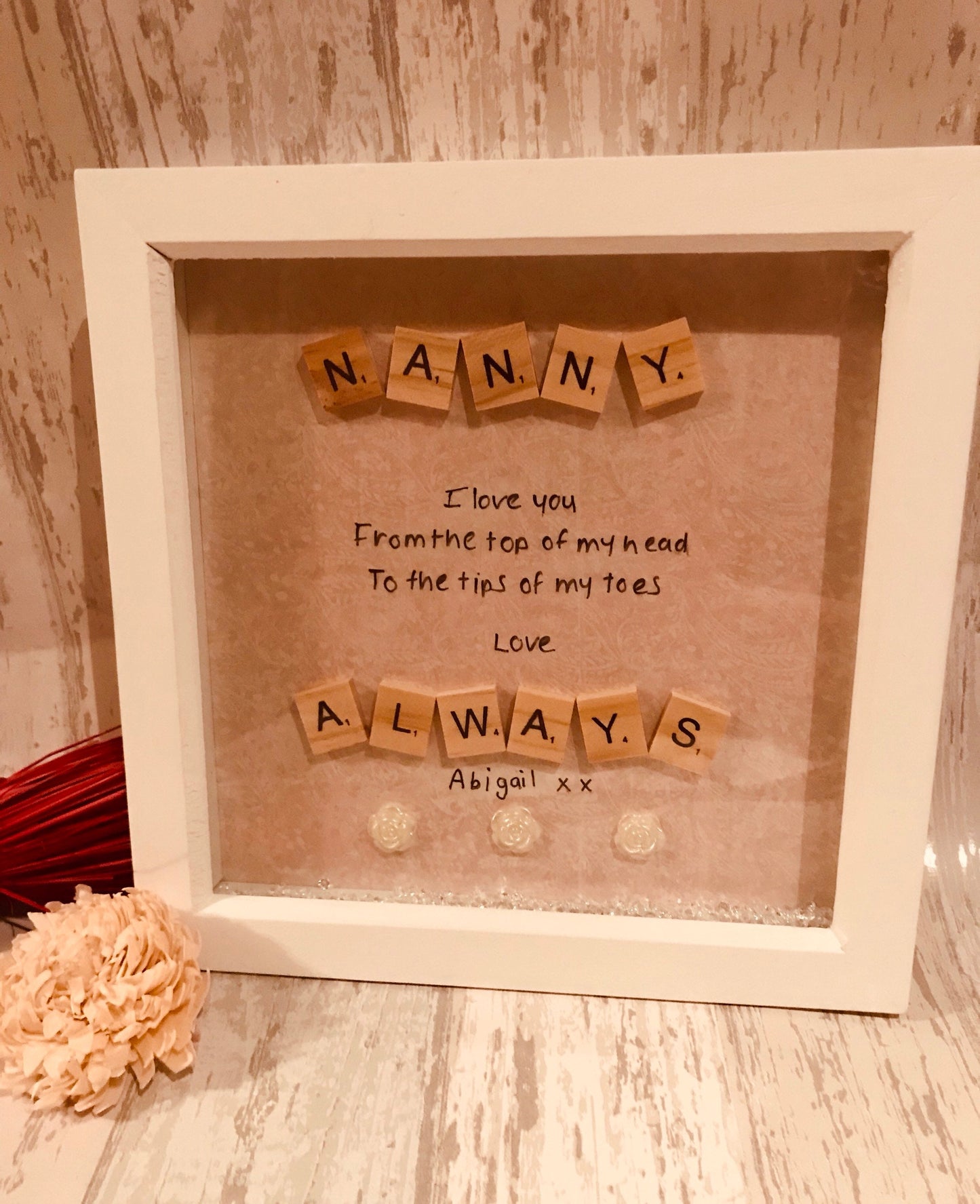 Gift For Nan, Gift for Nanny,Personalised Present for Nan, Scrabble box frame, Christmas Gift, Mother’s Day gift