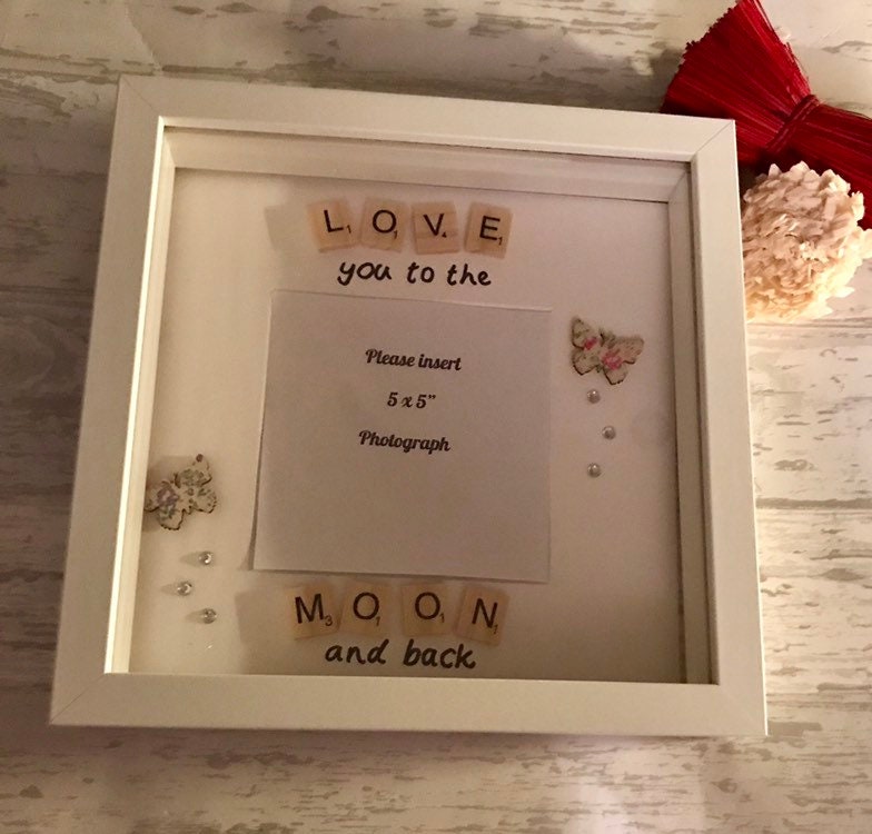 Love you to moon and back frame, gift for her, gift for him, Valentine's Day gift,personalised gift