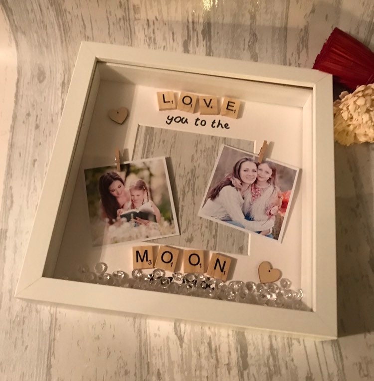 Love you to moon and back frame, gift for her, gift for him, Valentine's Day gift,personalised gift