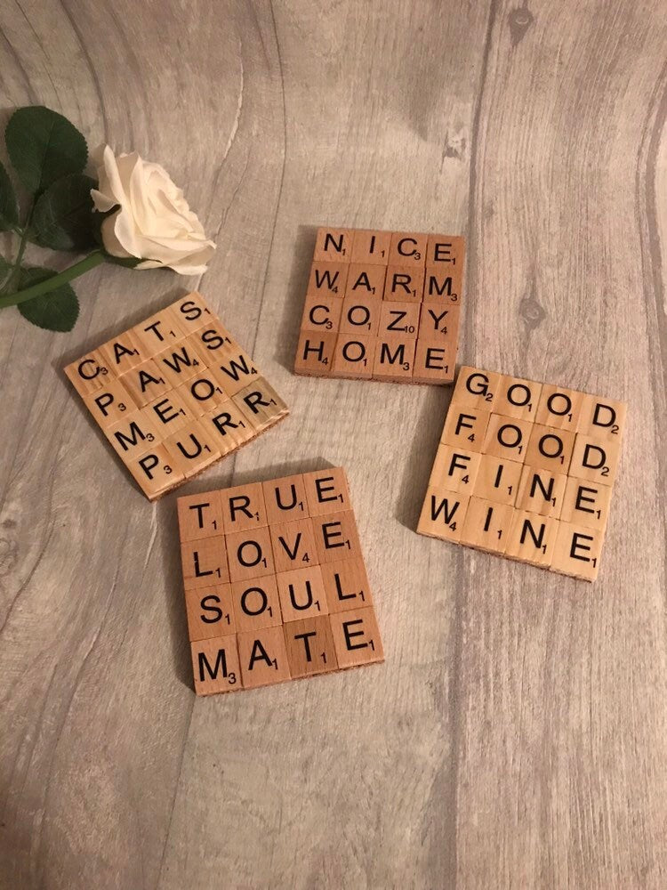 Personalised coasters, scrabble coasters gift for dad, gift for mom, keepsake, Father’s Day gift