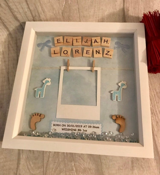 New Baby gift, New Baby present for baby  Boy or Baby Girl, New Baby Scrabble box frame
