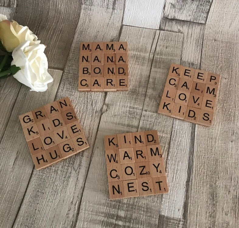 Personalised coasters, scrabble coasters gift for dad, gift for mom, keepsake, Father’s Day gift