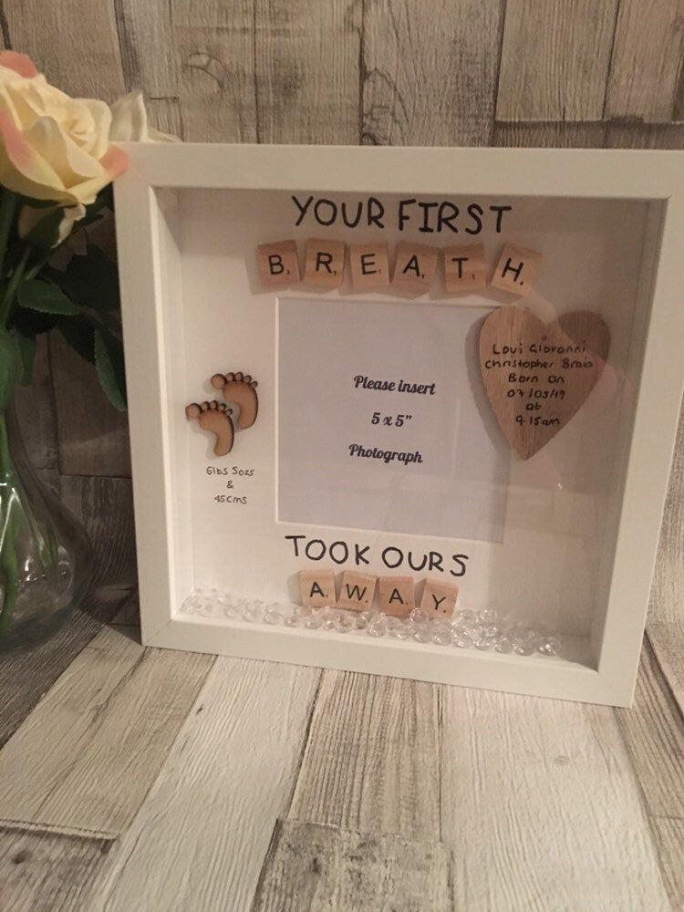 Personalised new baby gift, birth statistics, new baby frame