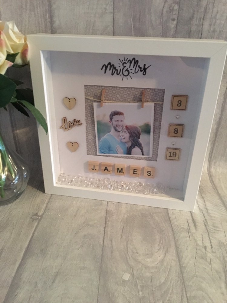Wedding day gift, personalised frame for bride and groom