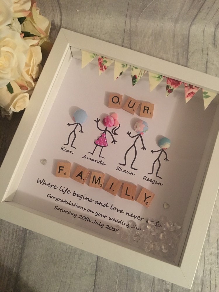 Wedding day gift, personalised frame for bride and groom