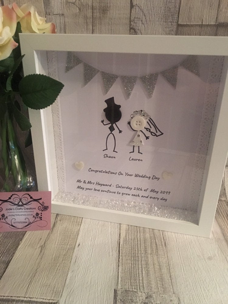 Wedding day gift, personalised frame for bride and groom