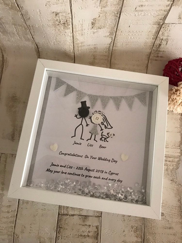 Wedding day gift, personalised frame for bride and groom