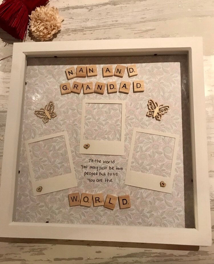 Nan & Grandad frame, large Scrabble frame, Nan and Grandad gift