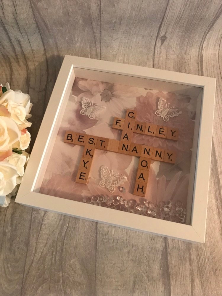 Gift For Nan, Gift for Nanny,Personalised Present for Nan, Scrabble box frame, Christmas Gift, Mother’s Day gift