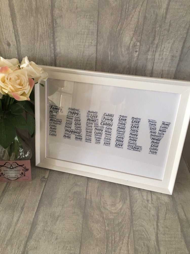 Personalised gift, Personalised word cloud with frame, Word art for any occasion, Valentines gift, Mother’s Day Gift, Father’s Day gift