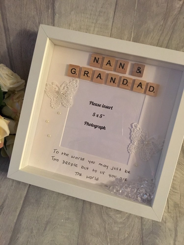 Nan & Grandad Box Frame,Nan and Grandad Frame,Personalised Nan and Grandad Gift