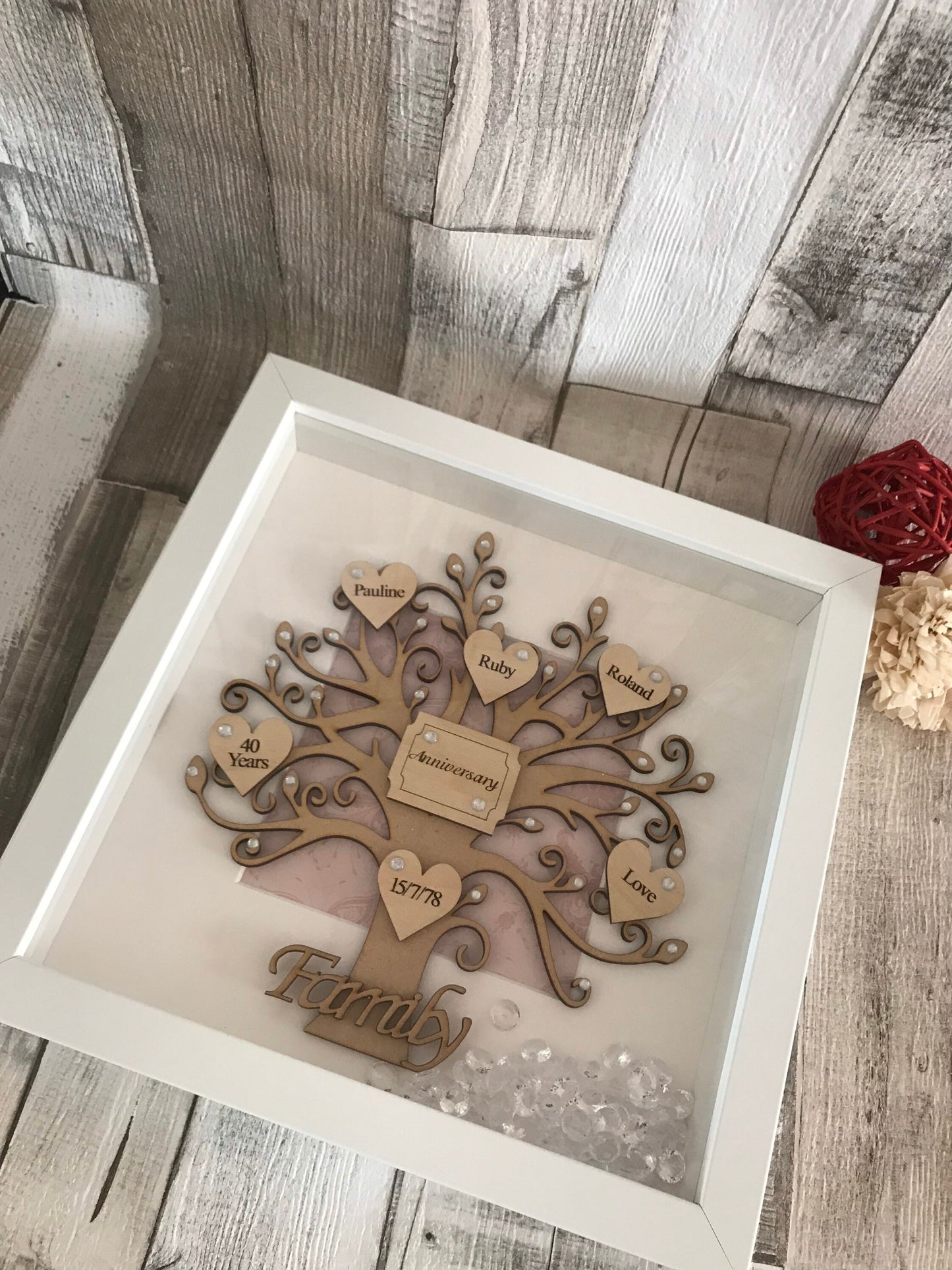 Wedding Anniversary Gift, Wooden Tree, Anniversary Frame