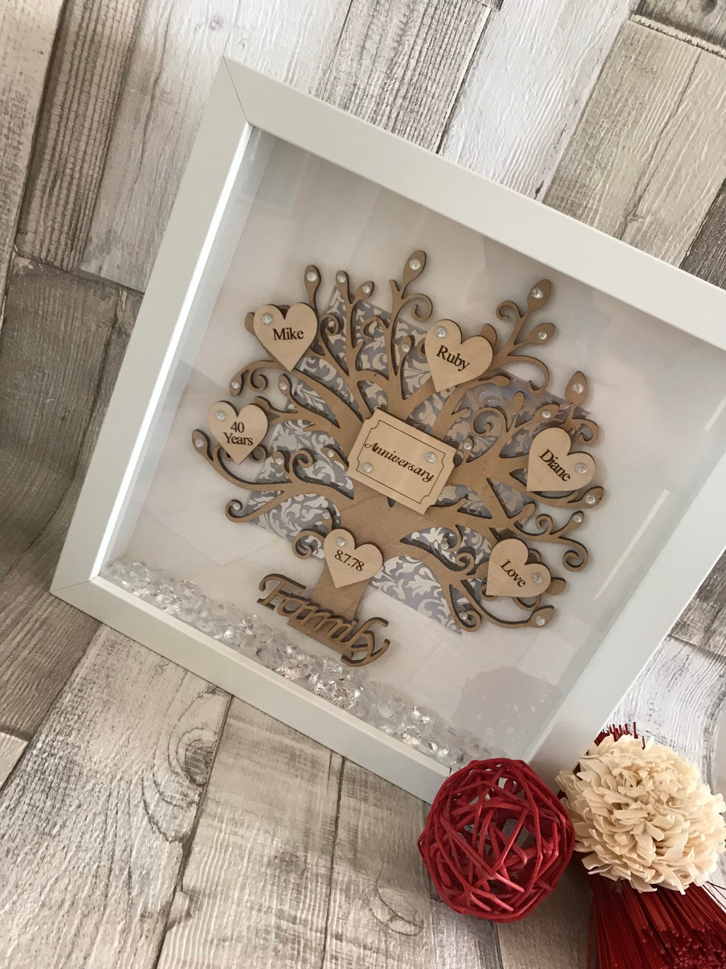 Wedding Anniversary Gift, Wooden Tree, Anniversary Frame