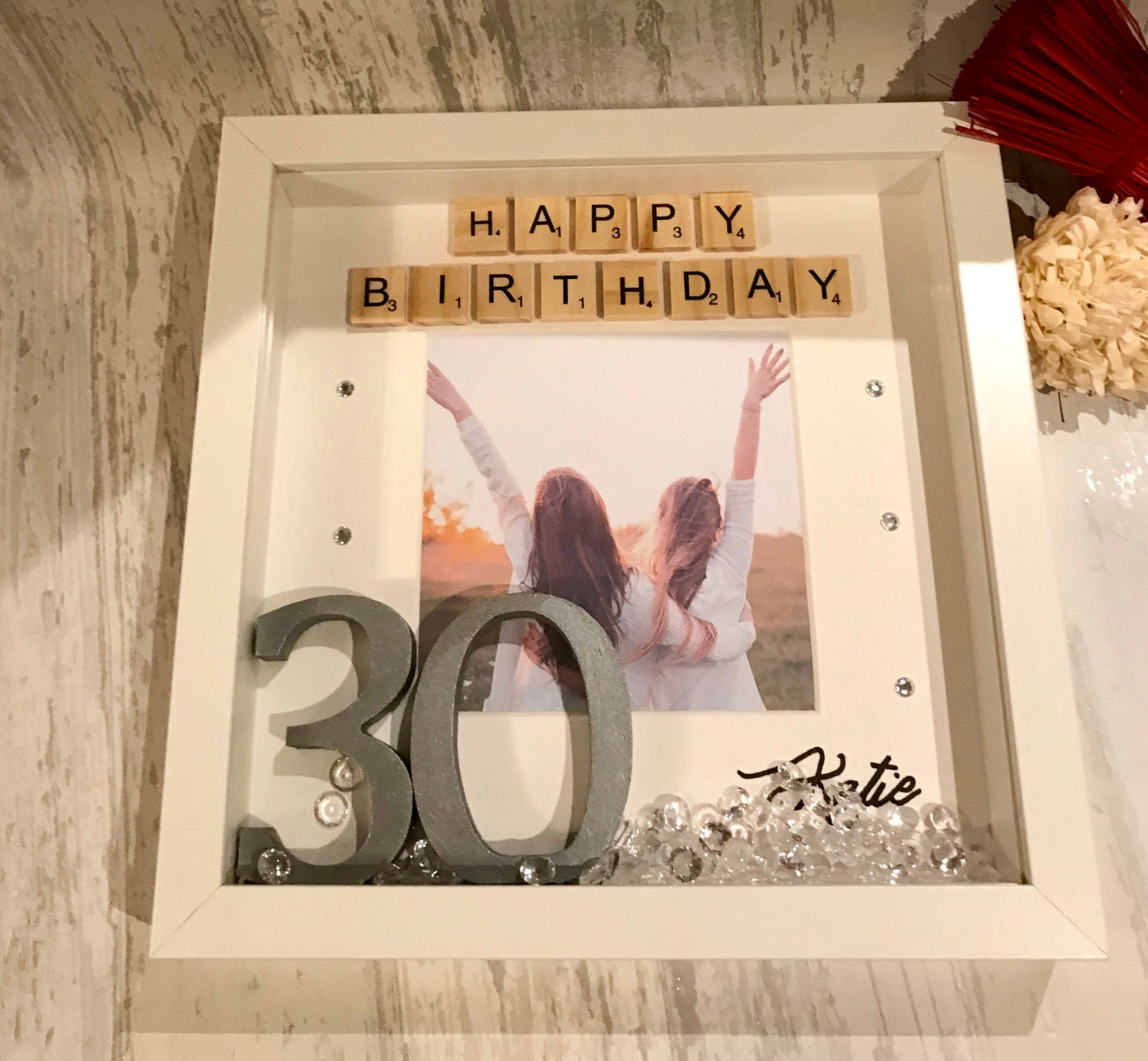 Happy birthday frame, Happy birthday scrabble box frame, happy birthday gift