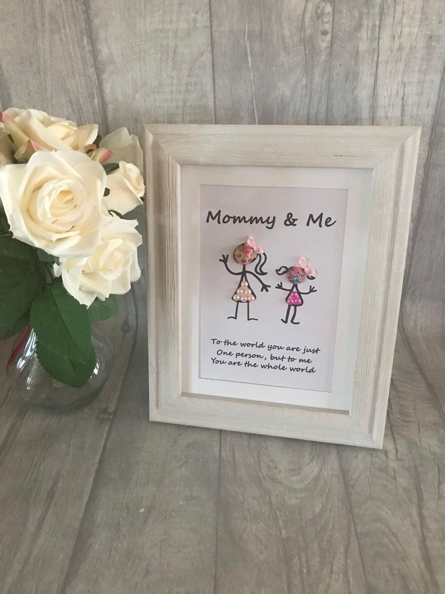 Gift for mom, button head family, stick figures family, Mommy and me, Mother’s Day gift, Mother’s Day frame