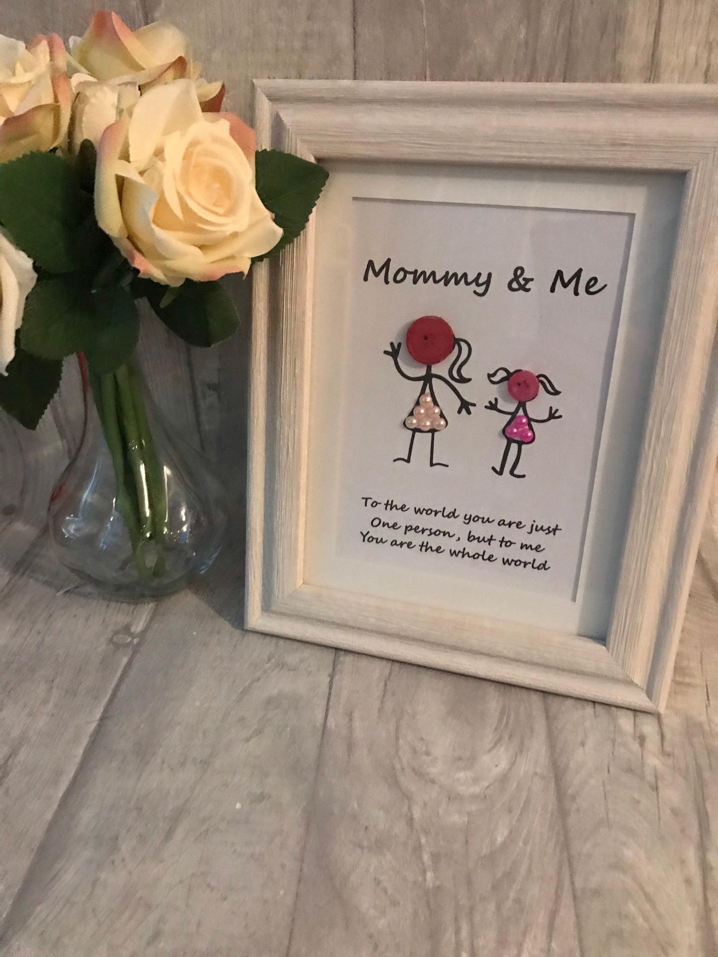 Gift for mom, button head family, stick figures family, Mommy and me, Mother’s Day gift, Mother’s Day frame
