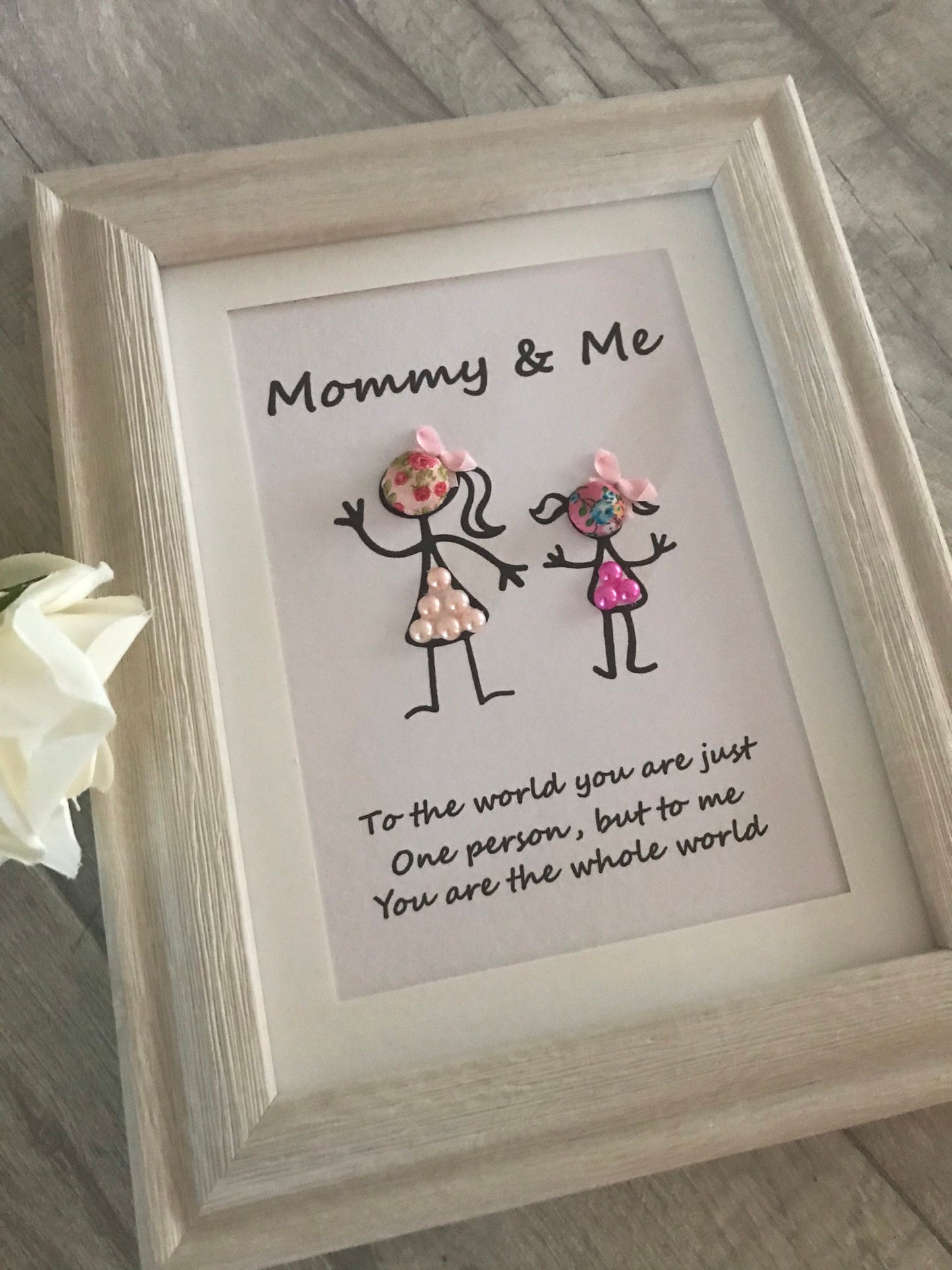 Gift for mom, button head family, stick figures family, Mommy and me, Mother’s Day gift, Mother’s Day frame