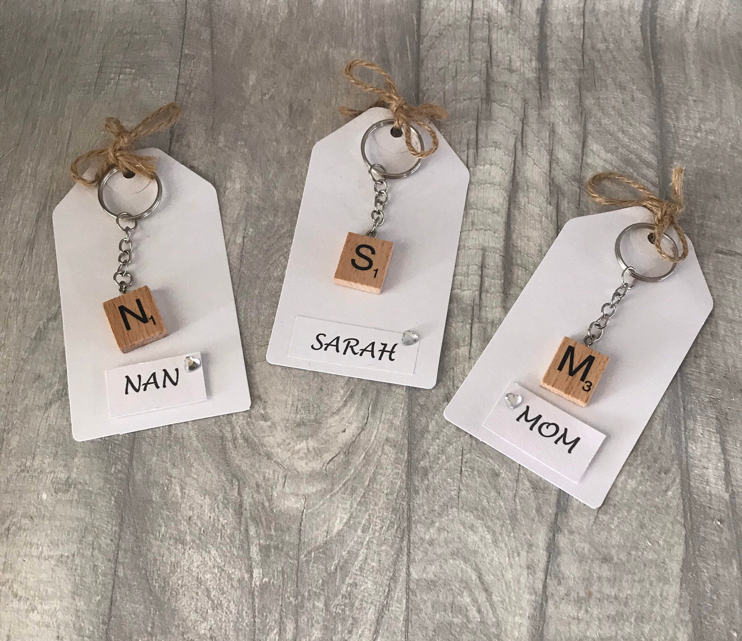 Scrabble letter keychain, scrabble keyring, Mother’s Day gift