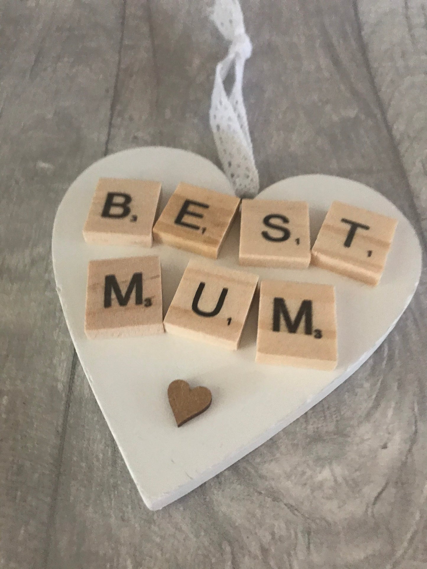 Scrabble hanging plaques, heart shape hanging ornament, scrabble gift, Mother’s Day gift