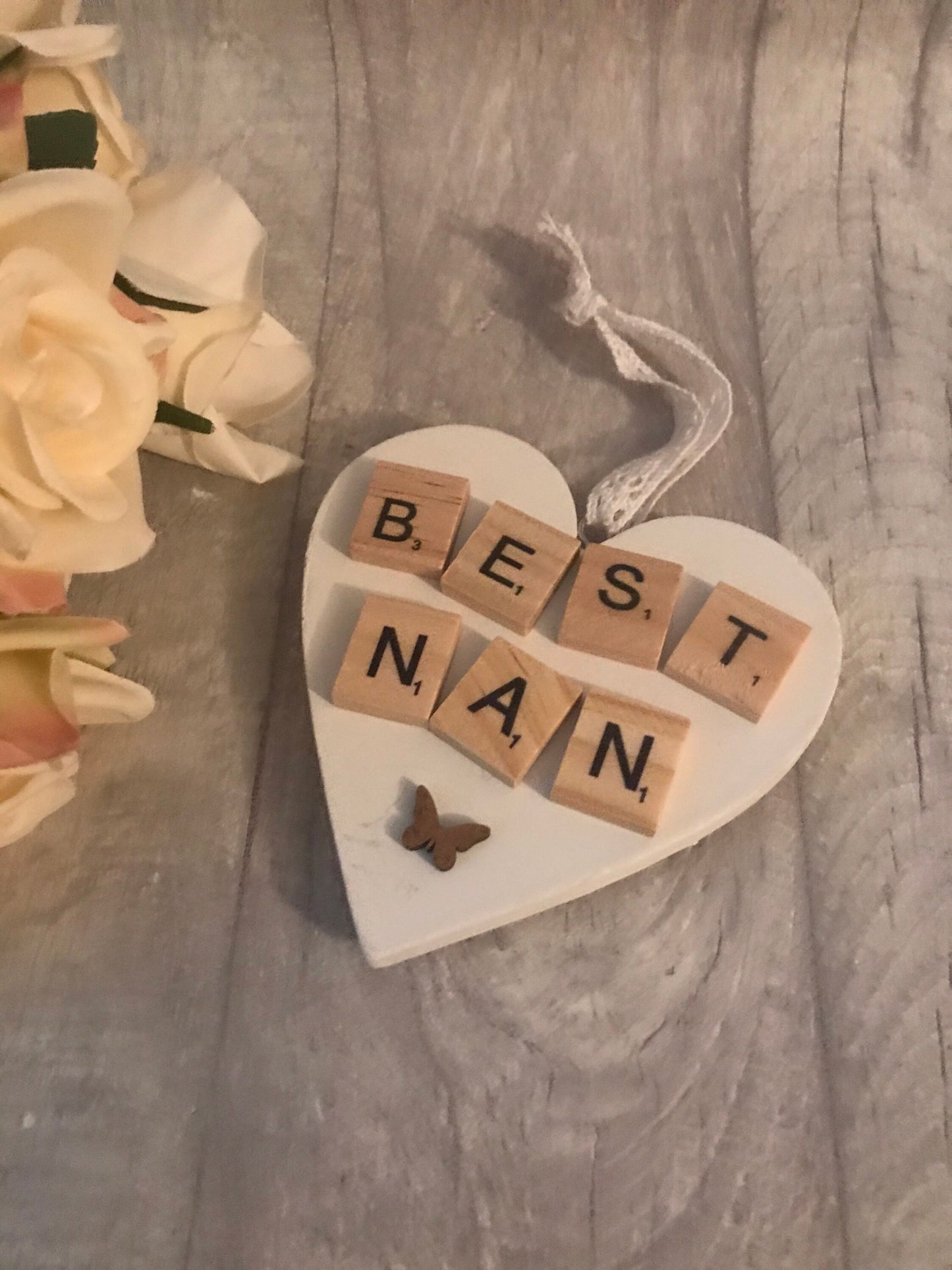 Scrabble hanging plaques, heart shape hanging ornament, scrabble gift, Mother’s Day gift