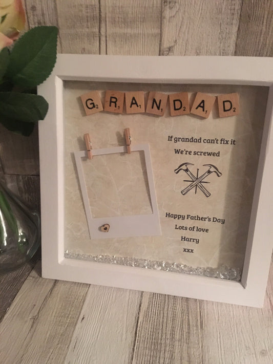 If Grandad Can’t Fix it We’re Screwed box frame, Personalised grandad gift, box frames, Father’s Day gift