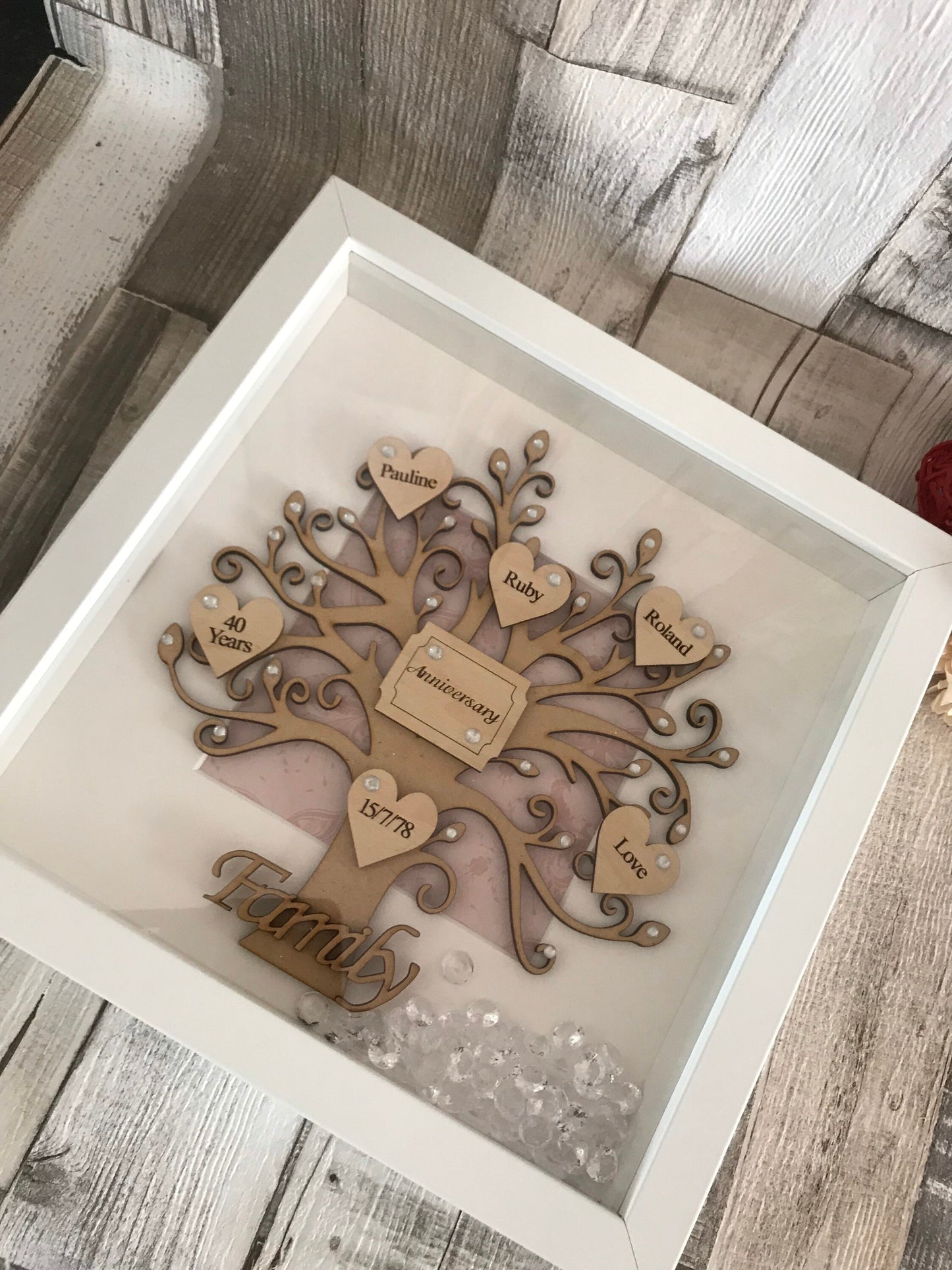 Wedding Anniversary Gift, Wooden Tree, Anniversary Frame