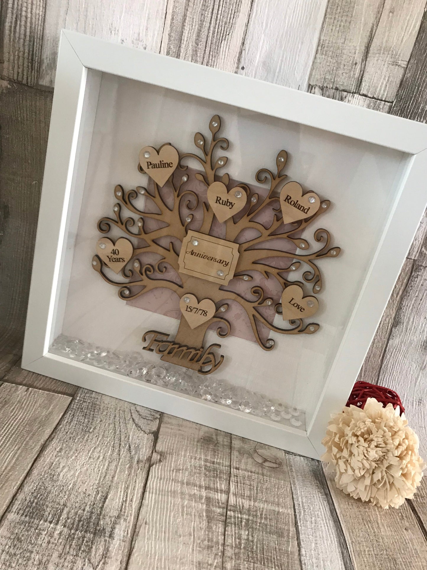 Wedding Anniversary Gift, Wooden Tree, Anniversary Frame