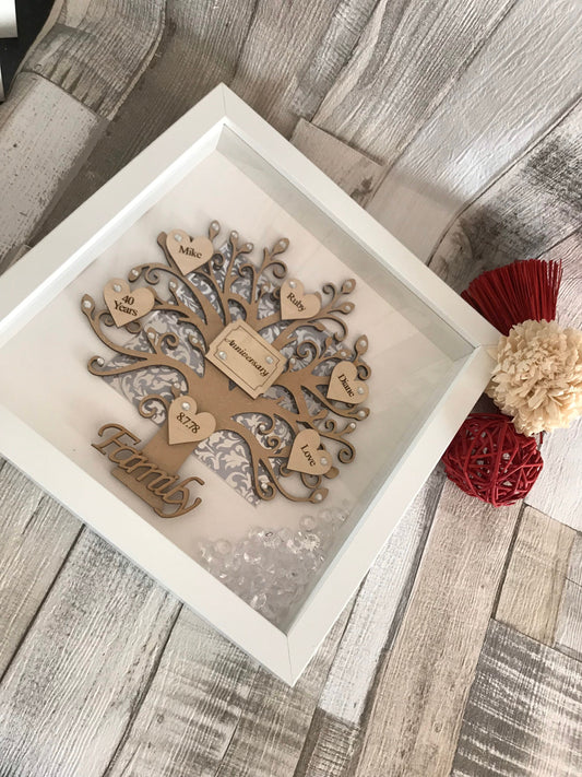 Wedding Anniversary Gift, Wooden Tree, Anniversary Frame