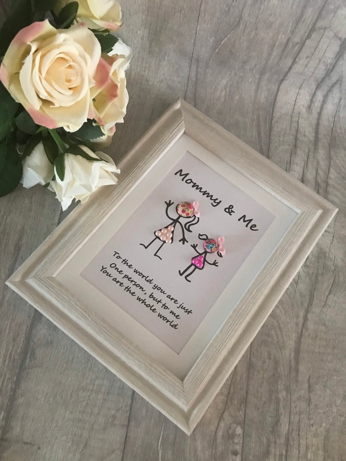 Gift for mom, button head family, stick figures family, Mommy and me, Mother’s Day gift, Mother’s Day frame