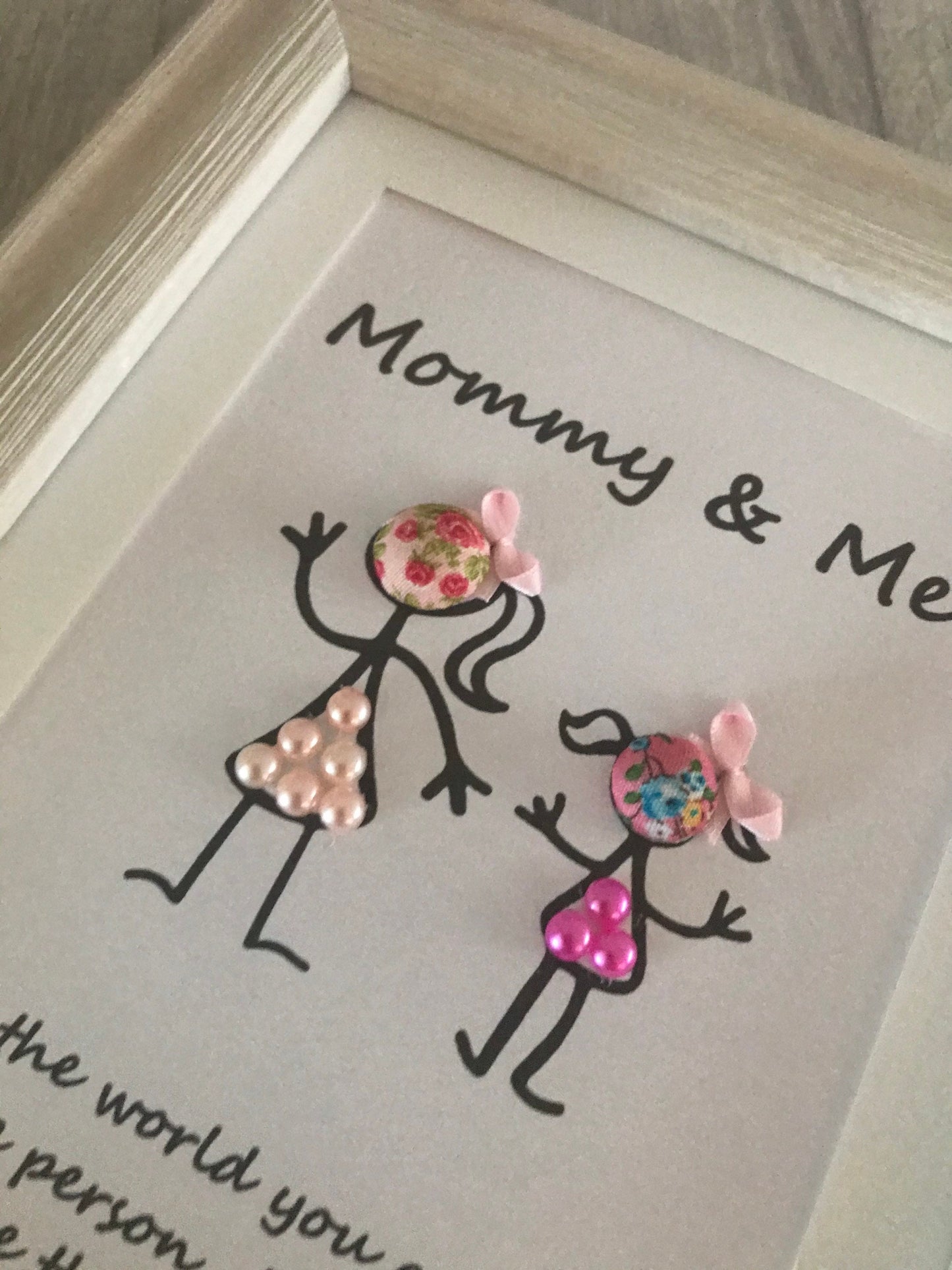 Gift for mom, button head family, stick figures family, Mommy and me, Mother’s Day gift, Mother’s Day frame