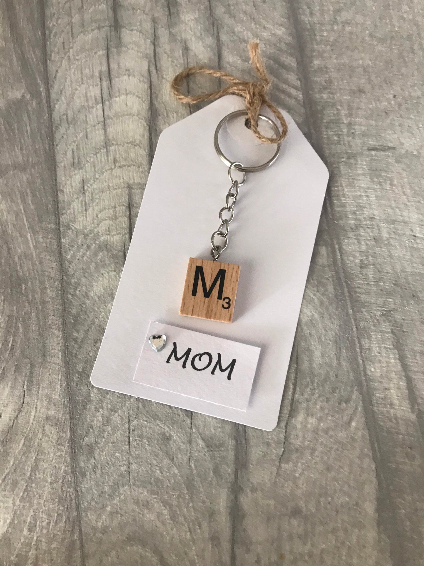 Scrabble letter keychain, scrabble keyring, Mother’s Day gift