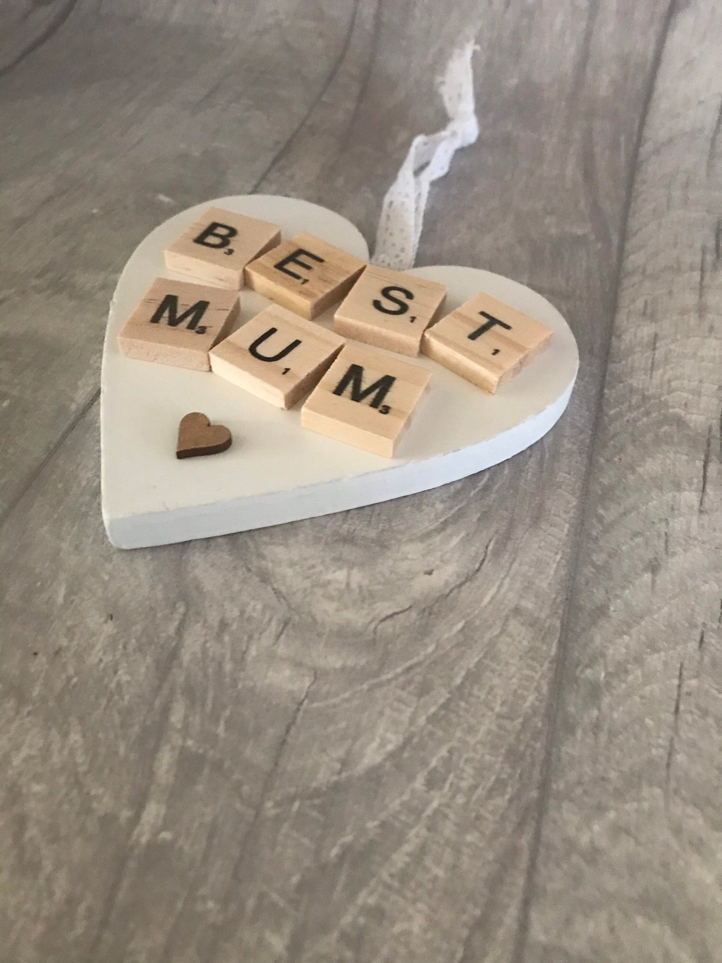 Scrabble hanging plaques, heart shape hanging ornament, scrabble gift, Mother’s Day gift