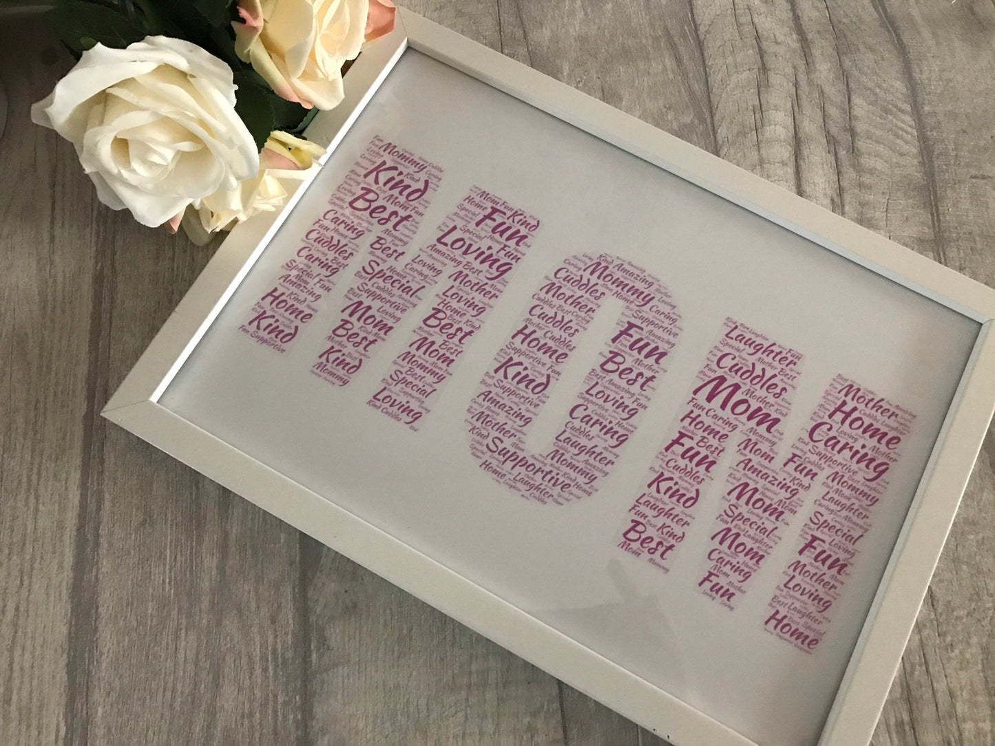 Personalised gift, Personalised word cloud with frame, Word art for any occasion, Valentines gift, Mother’s Day Gift, Father’s Day gift
